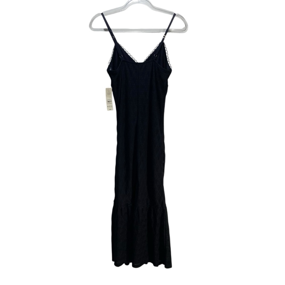 Slip Midi Soft 90 Y2K Strappy Dress S Black New Party Textured Tiered Resortwear - Picture 3 of 7